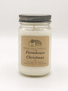 Farmhouse Christmas 16 oz Mason Jar