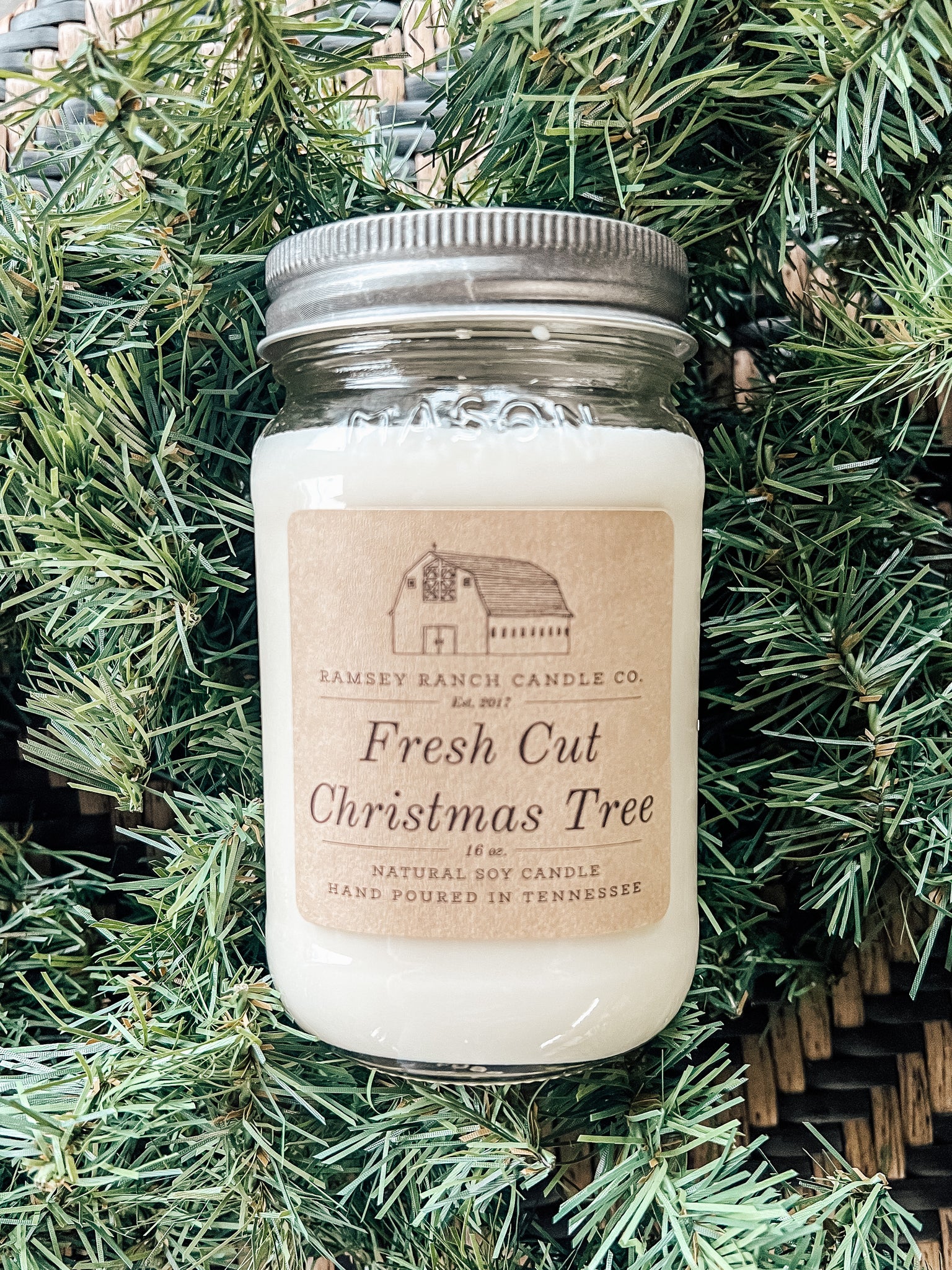 Fresh Cut Christmas Tree 16 oz Mason Jar